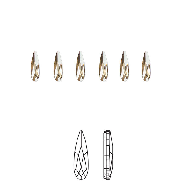 Flat back 30pk crystal golden shadow foil back, Crystal Passions® 6x1.7mm raindrop 2304 image number 0