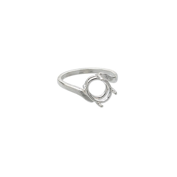 Ring, Sure-Set™, sterling silver, swirl band with 10x8mm 4-prong faceted oval setting, size 7. Sold individually. image number 0