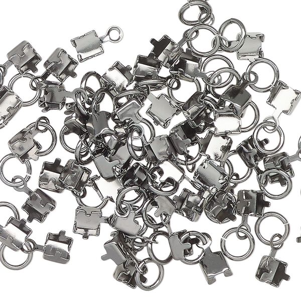 Connector, gunmetal-finished brass, 4.5mm, fits 4mm cupchain. Sold per pkg of 50. image number 0