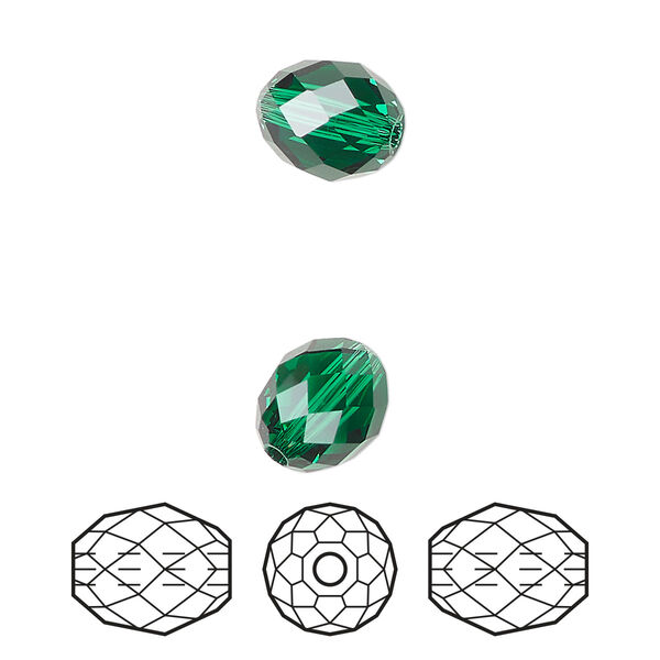 Bead 2pk majestic green, Crystal Passions® 9.5x8mm olive briolette 5044 image number 0