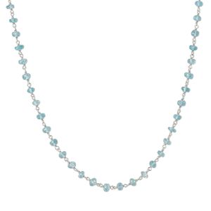 Necklace, apatite (natural) and rhodium-plated sterling silver, light, 3.5-4mm hand-cut faceted rondelle, 18 inches with S-hook clasp. Sold individually.