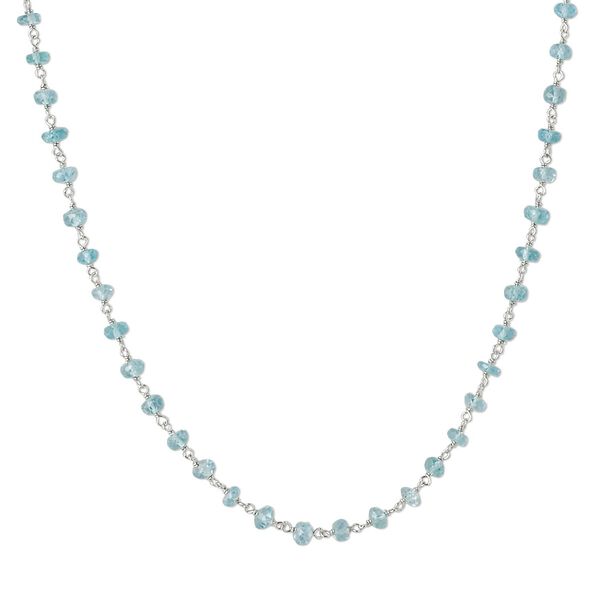 Necklace, apatite (natural) and rhodium-plated sterling silver, light, 3.5-4mm hand-cut faceted rondelle, 18 inches with S-hook clasp. Sold individually. image number 0
