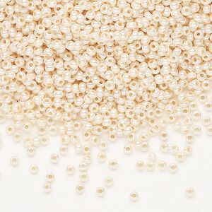 Seed bead, Preciosa Ornela Czech glass, pkg/500g, #11 rocaille, opaque dark shell luster chalkwhite, (46112).