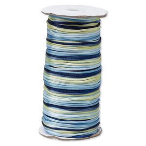 Cord, Satinique™, satin, ocean, 2mm regular. Sold per 400-foot spool.