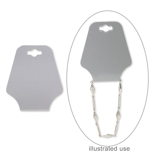 Necklace / bracelet card, adhesive and card stock, silver, 2-1/2 x 2 inches assembled. Sold per pkg of 10. image number 0