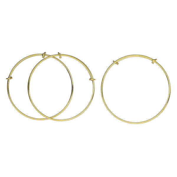 Bracelet, bangle, gold-finished brass, 1.8mm wide, adjustable from 7-1/2 to 8-1/2 inches. Sold per pkg of 3. image number 0