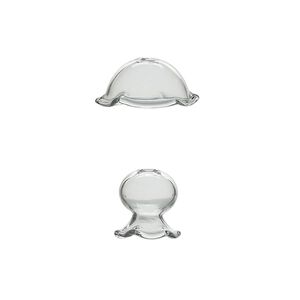 Focal, glass, clear, 34x19mm and 23x21mm jellyfish, handmade. Sold per 2-piece set.