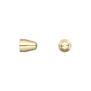 Cone, gold-finished brass, 8x6mm seamless with 5.5mm inside diameter. Sold per pkg of 10.