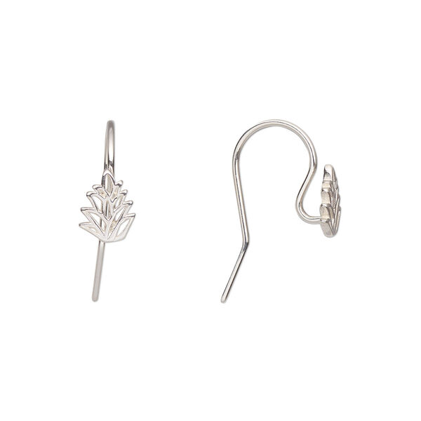 Ear wire, Amoracast®, sterling silver, 13x8x6mm pineapple crown. Sold per pair. image number 0