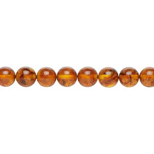 Amber 1pkg1, round bead 15.5-16 inch 6mm
