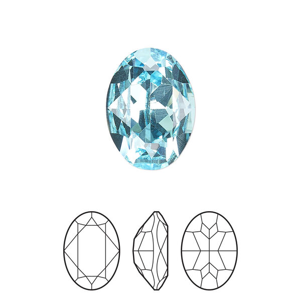 Fancy stone 1pk aqua bohemica foil back, Preciosa MAXIMA Czech crystal rhinestone 18x13mm oval image number 0