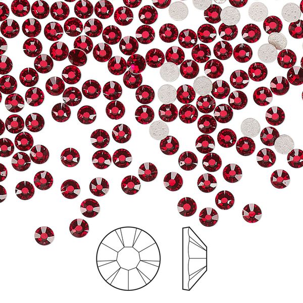 Flat back 144pk light Siam foil back, Preciosa MAXIMA Czech crystal hotfix rhinestone 2.7-2.9mm chaton rose round SS10 image number 0