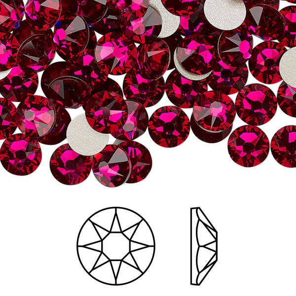 Flat back 144pk ruby foil back, Crystal Passions® 6.32-6.5mm rose round SS30 2088 image number 0