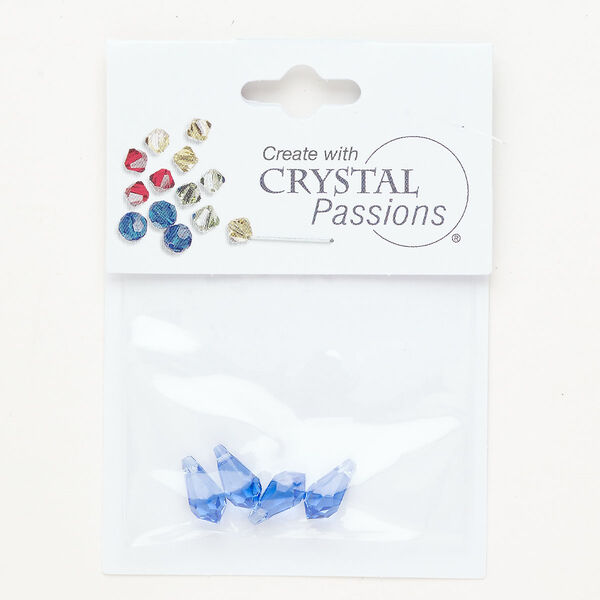 Briolette 1pkg4 sapphire, Crystal Passions®, 11x6mm pendant drop 6000 image number 0