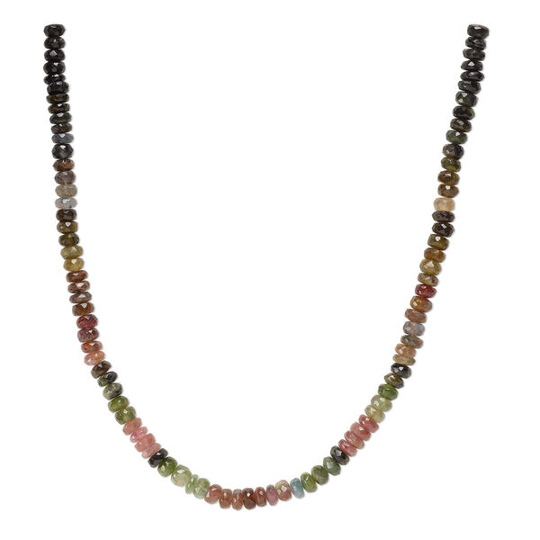 Multi-tourmaline 1pkg1, hand-cut faceted rondelle bead natural 13 inch 6x3mm-7x5mm image number 0