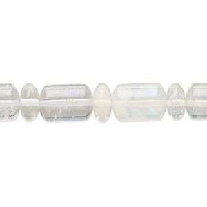 Bead, pineapple "quartz" glass, 8x4mm-8x7mm drum. Sold per 15" to 16" strand.