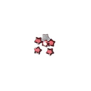 Flat back 6pk scarlet foil back, Crystal Passions® hotfix rhinestone 4mm star flower 3754