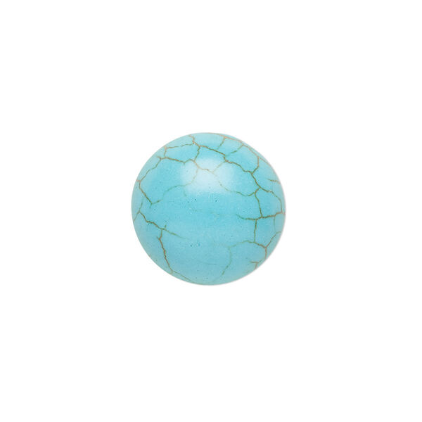 Cabochon, "turquoise" (resin) (imitation), 16mm calibrated round with matrix. Sold per pkg of 2. image number 0