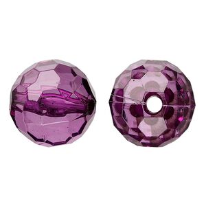 Bead, acrylic, purple, 20mm faceted round. Sold per 100-gram pkg, approximately 20 beads.