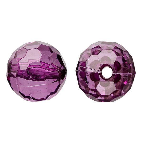 Bead, acrylic, purple, 20mm faceted round. Sold per 100-gram pkg, approximately 20 beads. image number 0