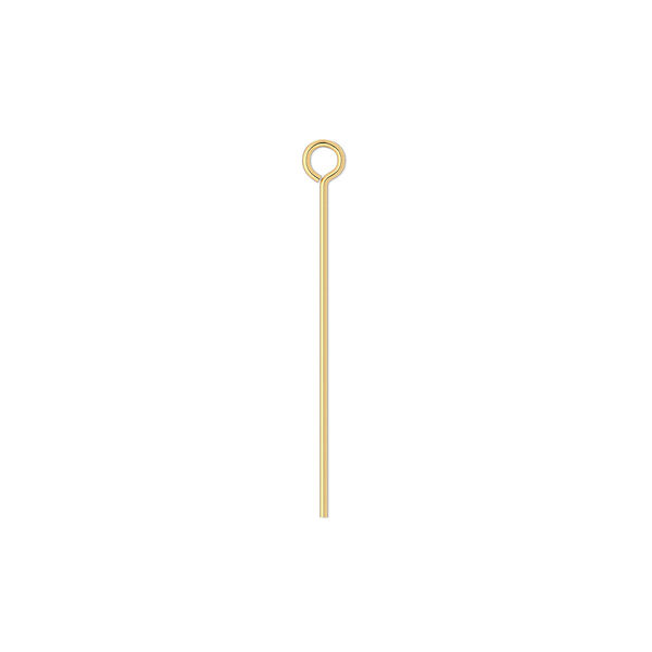 Eye pin, gold-plated brass, 1 inch, 24 gauge. Sold per pkg of 100. image number 0