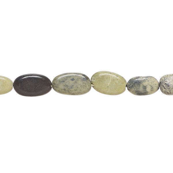 Yellow "turquoise" 1pkg1, hand-cut matte flat oval bead natural, 14 inch 7x5mm-12x7mm image number 0