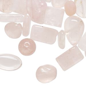 Rose quartz 1pkg1, hand-cut top-drilled / center-drilled mixed shape bead 1 oz mix 5mm-17x9mm