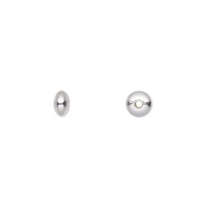 Bead, sterling silver, 5.5x3mm smooth saucer. Sold per pkg of 50.
