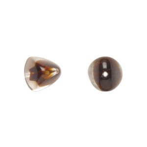 Bead, Czech pressed glass, brown/clear, 12x11mm trigon. Sold per 15" to 16" strand.