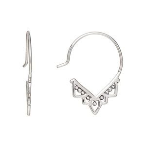 Ear wire, antiqued sterling silver, 25mm filigree hoop, 20 gauge. Sold per pair.