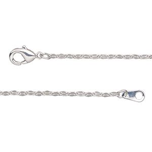 Chain 1pkg1 silver-plated mirror, 1.8mm / lobster claw clasp, brass 18 inch