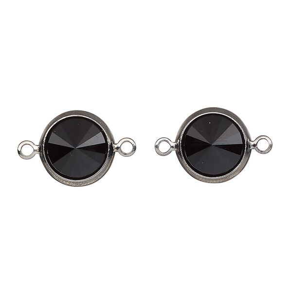 Link, Vintage Crystal™, crystal and gunmetal-plated brass, jet, 12mm rivoli. Sold per pkg of 2. image number 0