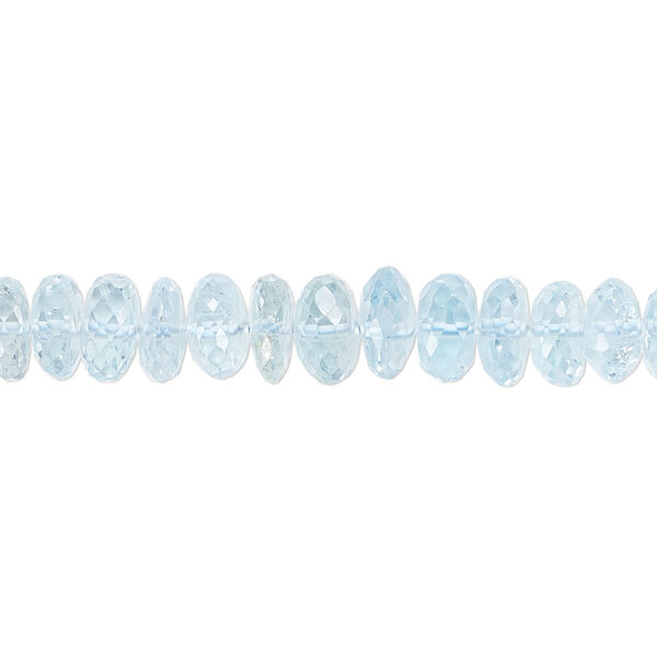 Bead, sky blue topaz (irradiated), 7x4mm hand-cut faceted rondelle, B grade, Mohs hardness 8. Sold per 8-inch strand, approximately 50-55 beads. image number 0