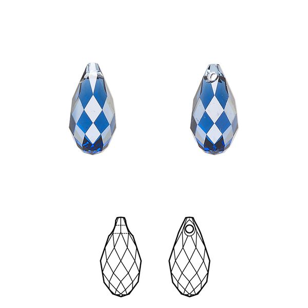 Briolette 144pk dark sapphire, Swarovski® ReCreated™ 13x6.5mm pendant drop 6010 image number 0