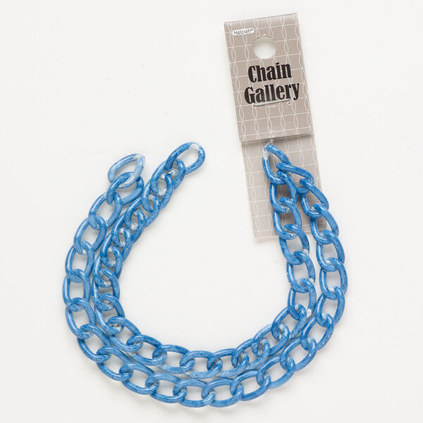 Chain aluminum / enamel 1pkg1 9.8mm curb, blue / white 18 inches image number 0