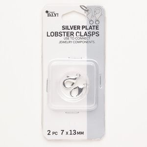 Clasp lobster claw 1pkg2 "pewter" (zinc alloy), 13x7mm oval, silver-finished 1-strand