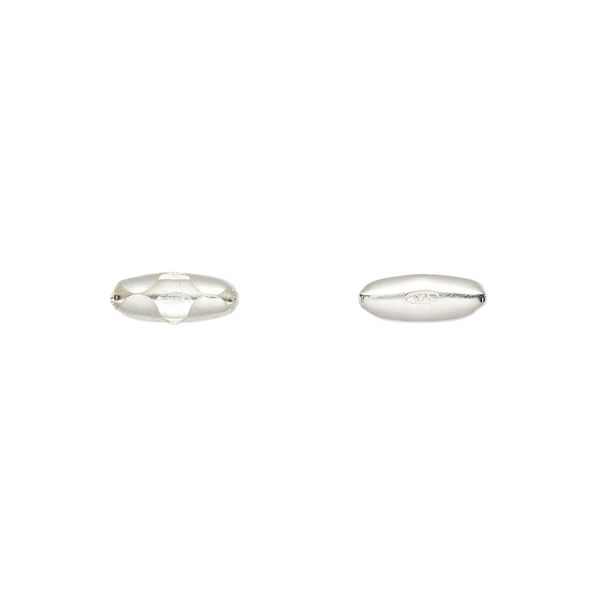 Ball chain connector, sterling silver, 9x3mm, fits 1.8-2.5mm ball chain. Sold per pkg of 2. image number 0