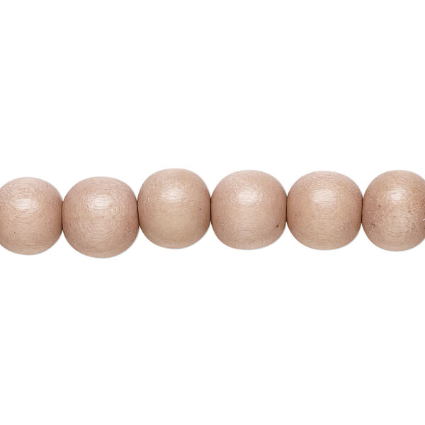 Bead, Taiwanese cheesewood (dyed / waxed), light mauve, 7-8mm round. Sold per pkg of (2) 15-1/2" to 16" strands. image number 0