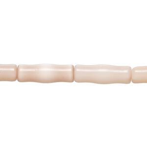 Bead, cat's eye glass (fiber optic glass), light peach, 17x5mm-17x7mm vase. Sold per 14-inch strand, approximately 20 beads.