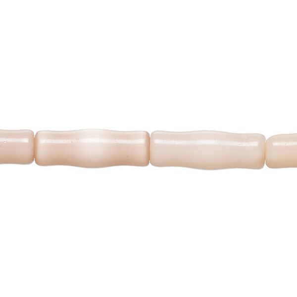 Bead, cat's eye glass (fiber optic glass), light peach, 17x5mm-17x7mm vase. Sold per 14-inch strand, approximately 20 beads. image number 0