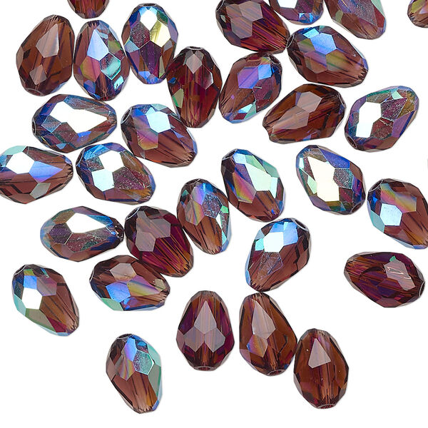 Bead Celestial Crystal® 1pkg60, 8x6mm teardrop / 66 facets, translucent amethyst purple AB image number 0