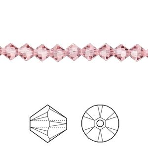 Bead 144pk light rose, Crystal Passions® 5mm bicone 5328