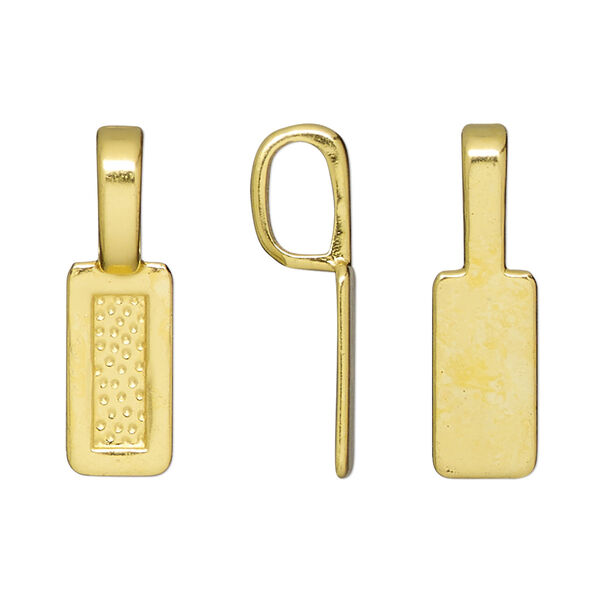 Bail, glue-on, gold-finished "pewter" (zinc-based alloy), 25.5x7.5mm rectangle with 15.5x7.5mm pad. Sold per pkg of 20. image number 0