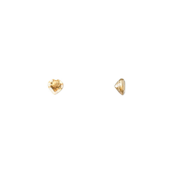 Gem, citrine (heated), 4x4mm faceted heart, A grade, Mohs hardness 7. Sold per pkg of 2. image number 0