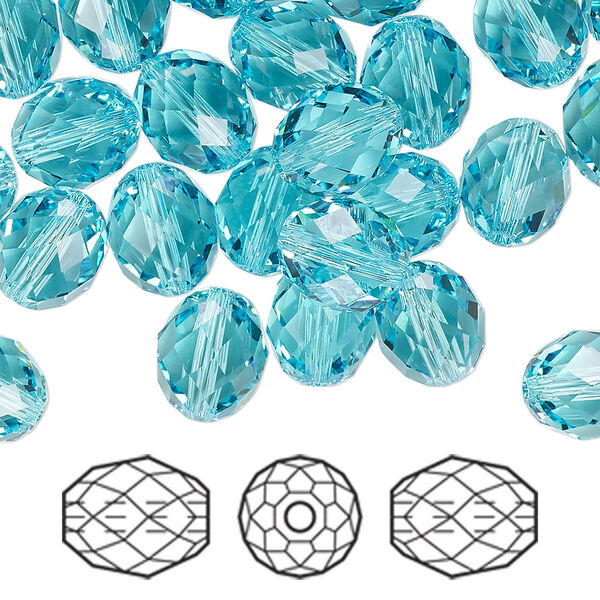 Bead 72pk light turquoise, Swarovski® 9.5x8mm olive briolette 5044 image number 0