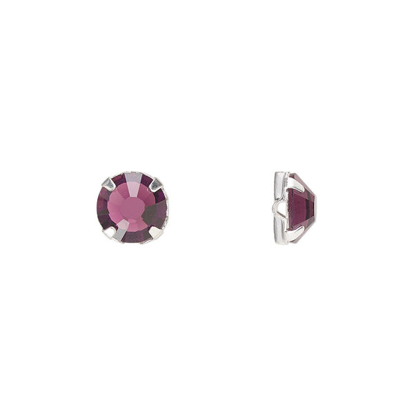 Bead 12pk rose montees amethyst silver plate, Preciosa Czech crystal 6.32-6.5mm round SS30 image number 0