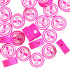 Bead 1pkg50, polymer clay, dark pink / light pink / white, 9mm flat round awareness ribbon image number 0