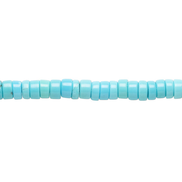 Bead, sleeping beauty turquoise (natural), 5x2-5x2.5mm heishi, A- grade, Mohs hardness 5-6. Sold per 15-1/2" to 16" strand. image number 0