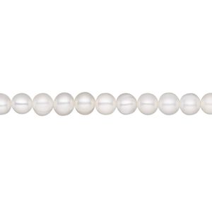 Pearl, White Lotus™, cultured freshwater (bleached), white, 4-5mm semi-round, C grade, Mohs hardness 2-1/2 to 4. Sold per 15-1/2" to 16" strand.