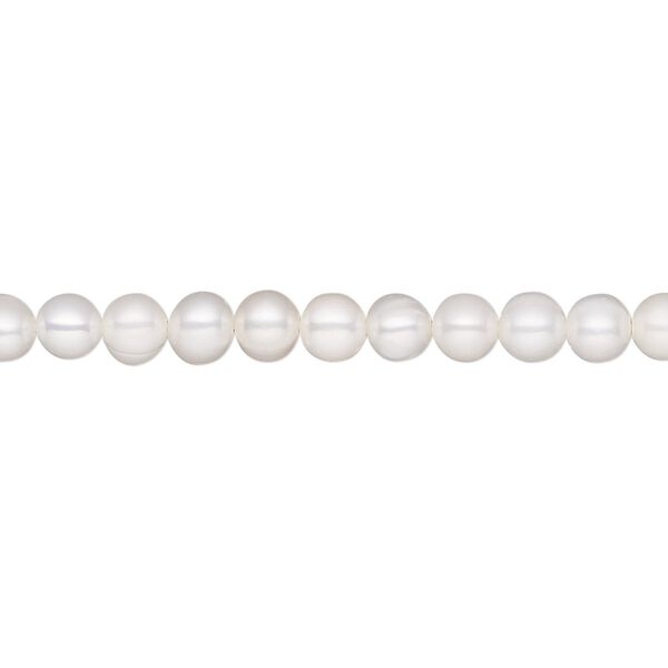 Pearl, White Lotus™, cultured freshwater (bleached), white, 4-5mm semi-round, C grade, Mohs hardness 2-1/2 to 4. Sold per 15-1/2" to 16" strand. image number 0